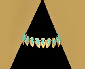 Collier in metallo dorato e pietre turchesi Napier, anni 50