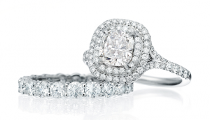 Anello Tiffany Soleste in platino e diamanti e fede