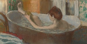 La toilette, naissance de l'intime. Musee Marmottan Monet - Degas- Femme dans son bain s'épongeant la jambe, 1883.
