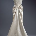 Strapless satin wedding dress, designed by Catherine Rayner, 1996 © Victoria and Albert Museum, London