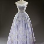 Pale blue silk faille evening gown worn at the Royal Lyceum, Edinburgh, during the State Visit of King Olav of Norway in 1962. (c)HER MAJESTY QUEEN ELIZABETH II 2016