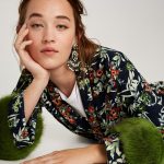 Zara A/I 2017-18 - kimono stampato polsini in pelliccia sintetica-blue version