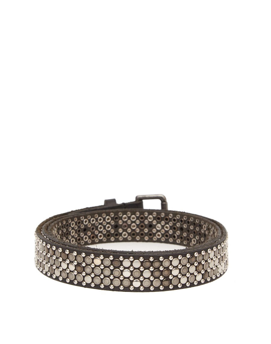 Cintura Nera Con Borchie Piramidali - Pelle PU E Rivetti Metallici, Punk Rock, 110 Cm